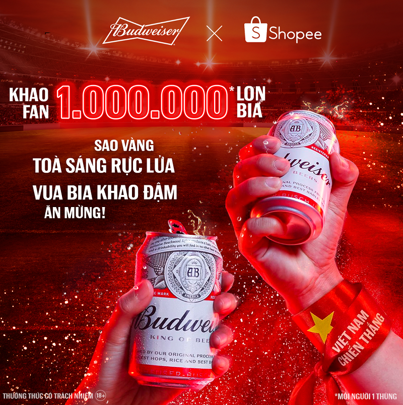 Budweiser nói là làm: tặng 1.000.000 lon bia “khao” cổ động viên mừng kỳ tích Việt Nam lần đầu lọt vòng loại cuối World Cup 2022